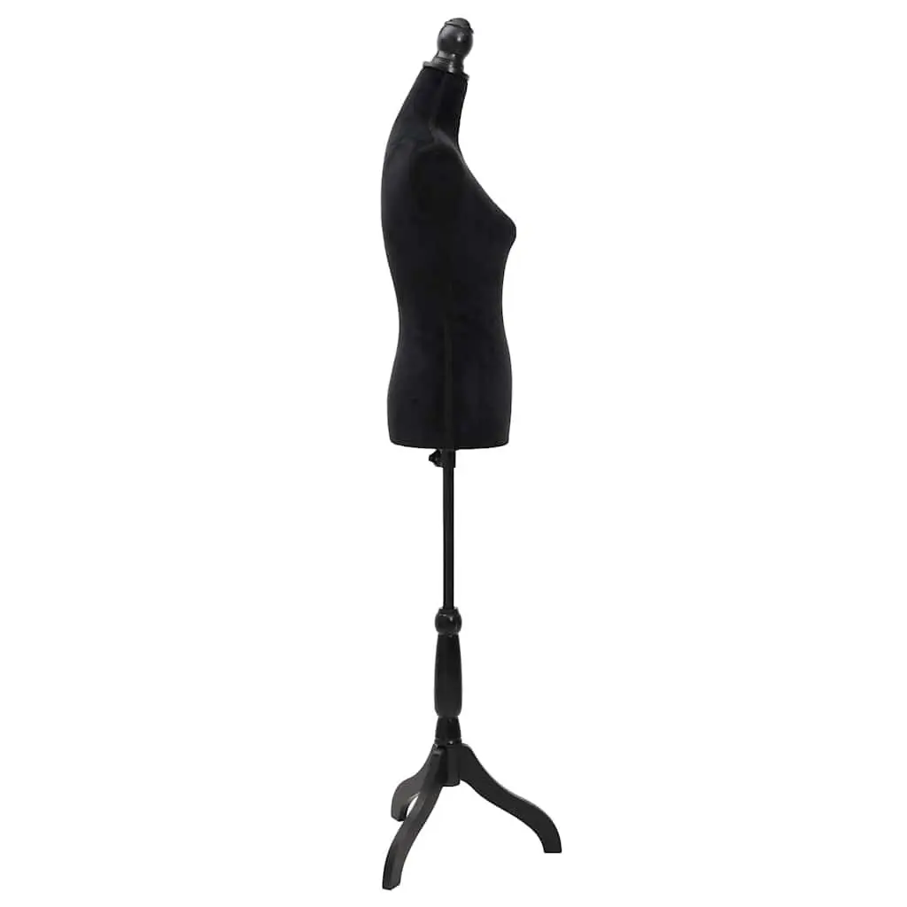 Bust Display Mannequin Adjustable Torso Black Velvet Female 133 cm to 168 cm