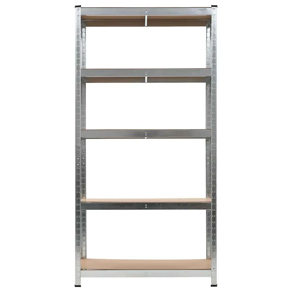 Industrial Storage Shelf Heavy-Duty Steel Frame Brown Engineered Wood 5 Layers
