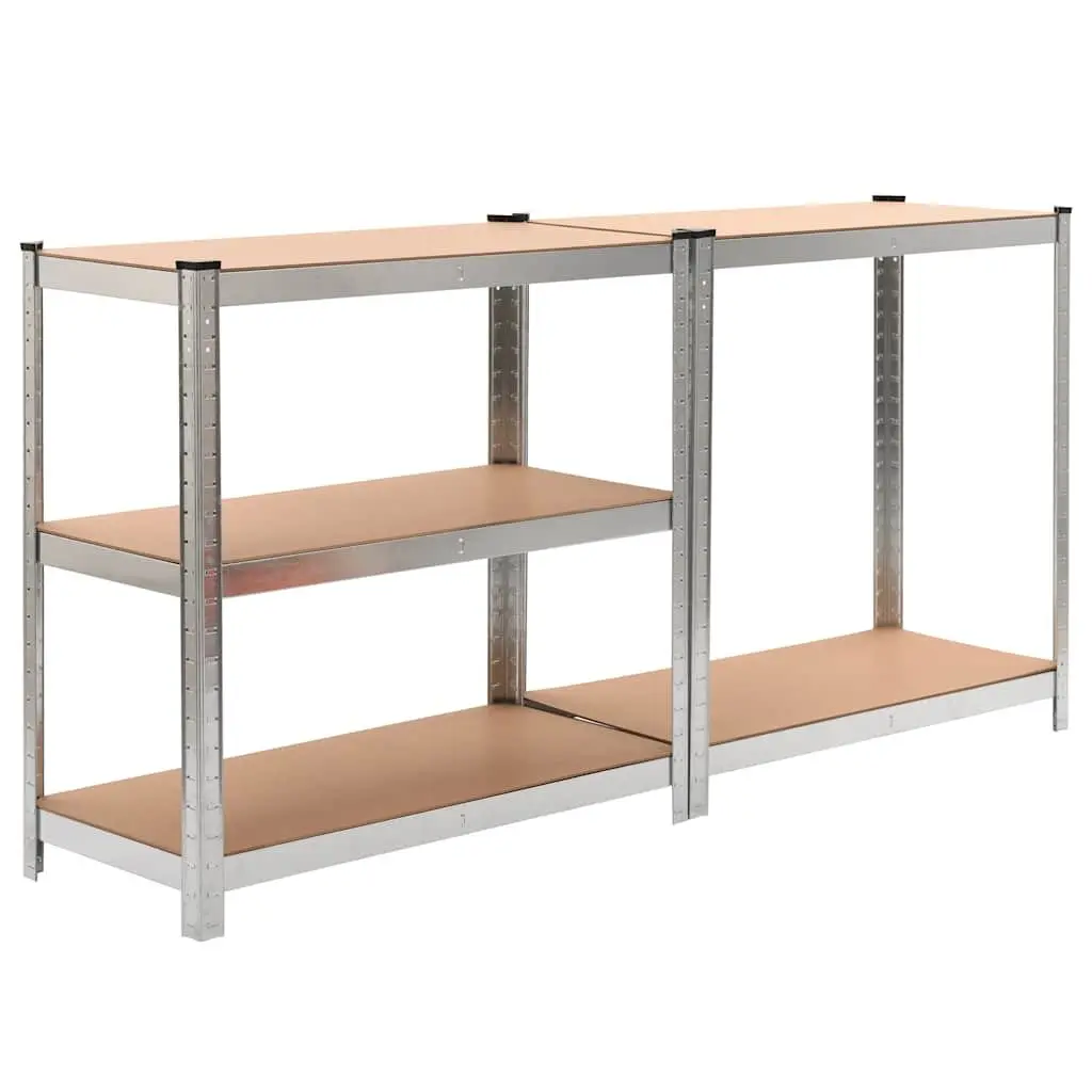 Industrial Storage Shelf Heavy-Duty Steel Frame Brown Engineered Wood 5 Layers