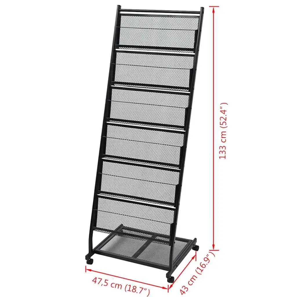 Magazine Rack A4 Display Stand Black 47.5x43x133 cm