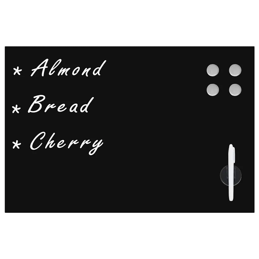 Magnetic Glass Dry Erase Board 60x40cm Wall Mounted Black