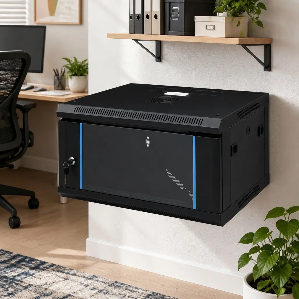 4U Wall Mounted Network Cabinet 19 Inch Rack Mount Server Equipment Storage Black