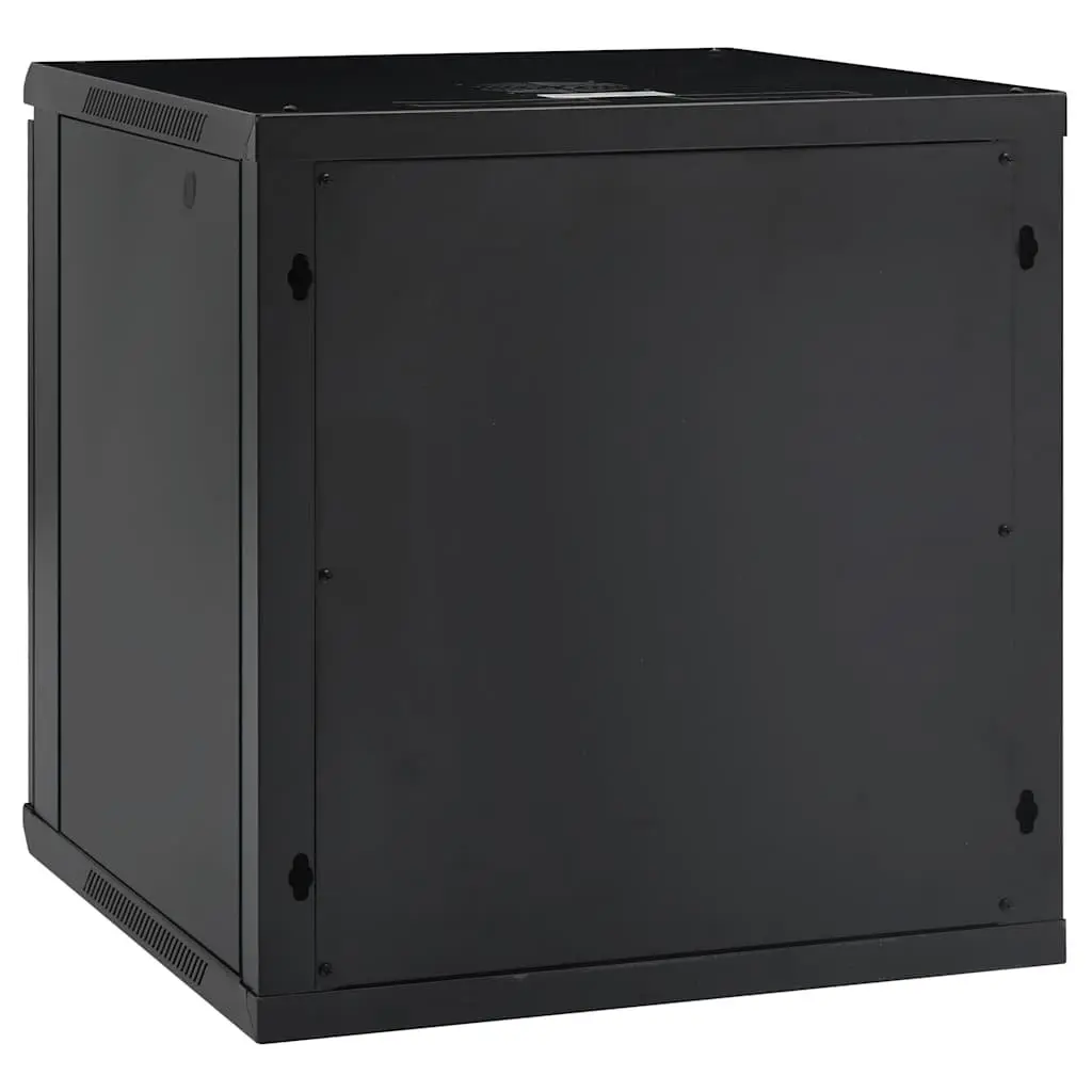 12U Network Cabinet Wall Mounted Server Equipment Storage 19 Inch Black Cold Rolled Steel