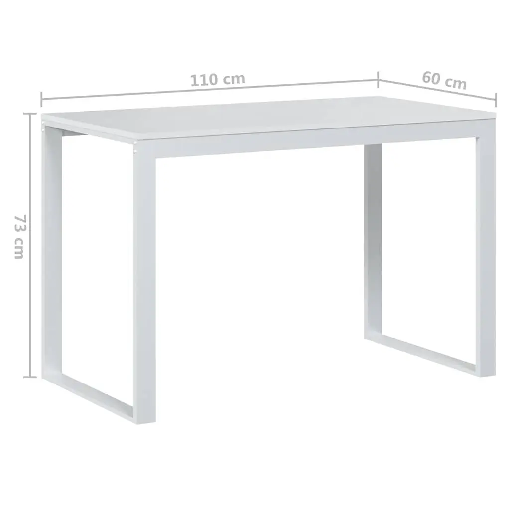 White Writing Table for Home Office 110cm x 60cm x 73cm Computer Desk with Spacious Surface Sturdy Metal Frame