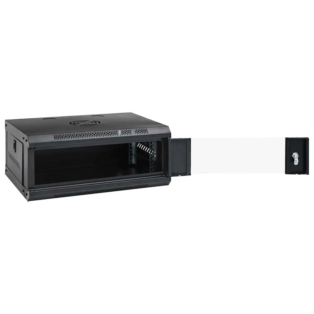 Wall Mounted Network Cabinet 19" 4U Data Server Rack Enclosure 53x40x21cm Black