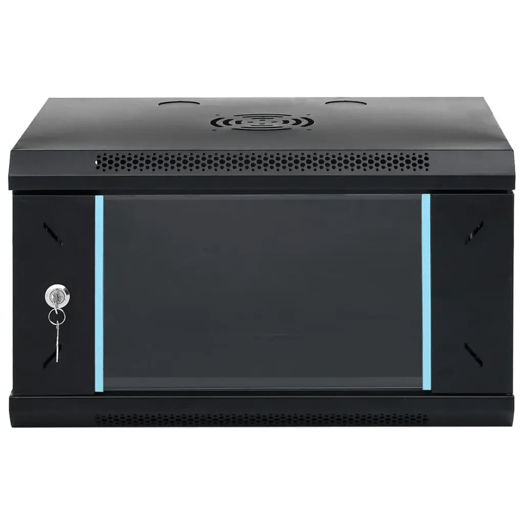 6U Wall Mounted Network Cabinet 19 Inch Lockable Server Rack Storage Black 53x40x30cm