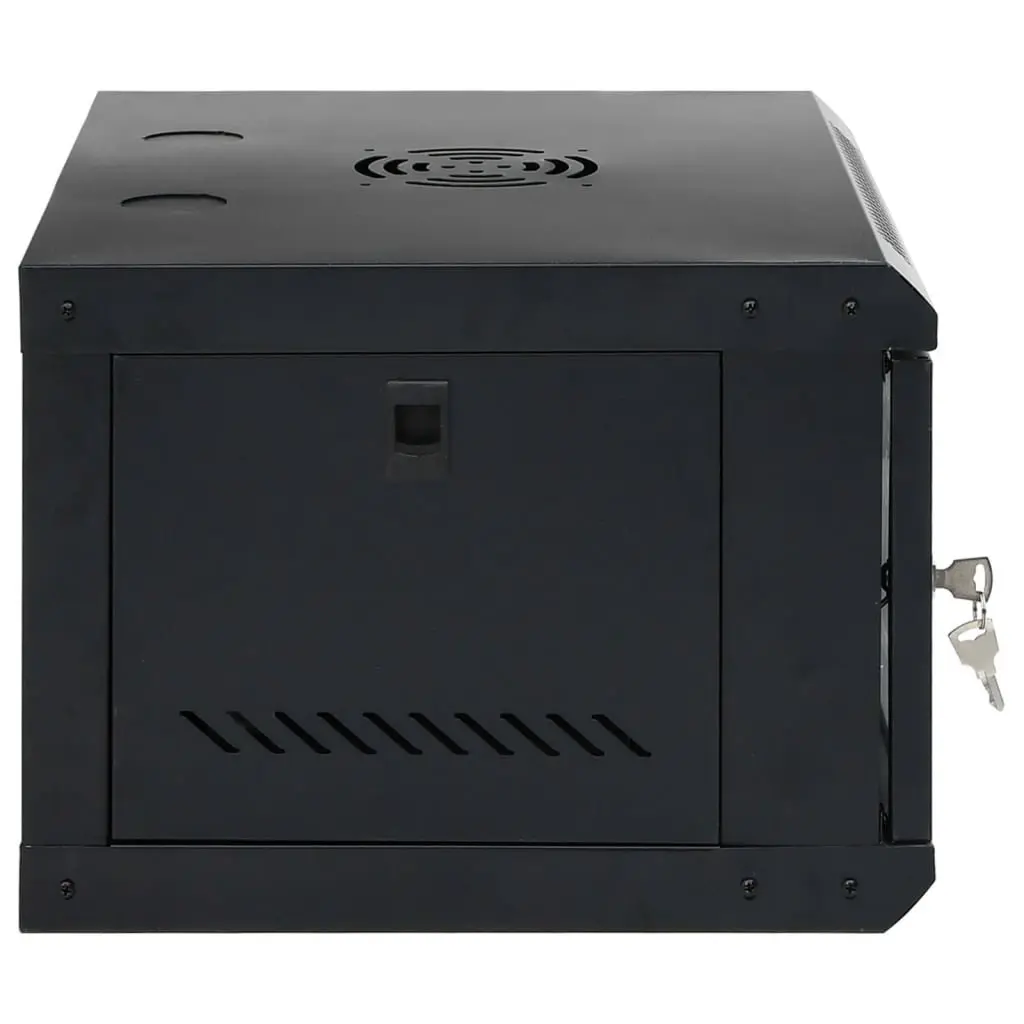 6U Wall Mounted Network Cabinet 19 Inch Lockable Server Rack Storage Black 53x40x30cm