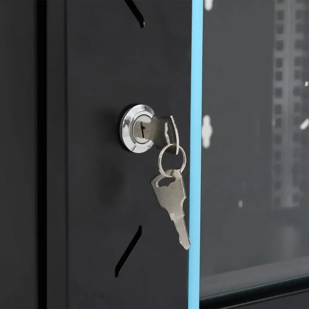 6U Wall Mounted Network Cabinet 19 Inch Lockable Server Rack Storage Black 53x40x30cm