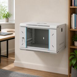 6U Wall Mounted Network Cabinet 19" IP20 Grey Storage Rack Electronics