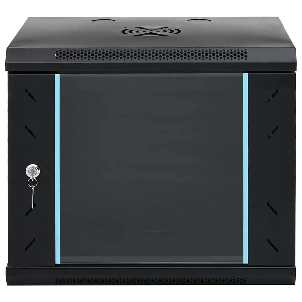 9U Wall Mounted Network Cabinet 19" IP20 53x40x45cm Black Server Data Rack Enclosure