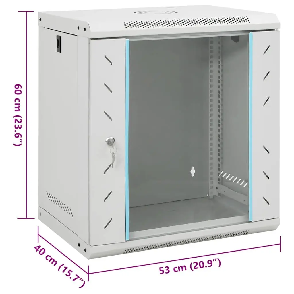 12U Wall Mounted Network Cabinet 19" Grey 53x40x60cm