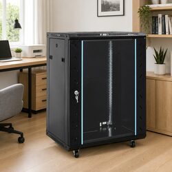 15U Network Cabinet 19" Rack Mount Server Storage Enclosure Swivel Feet Black
