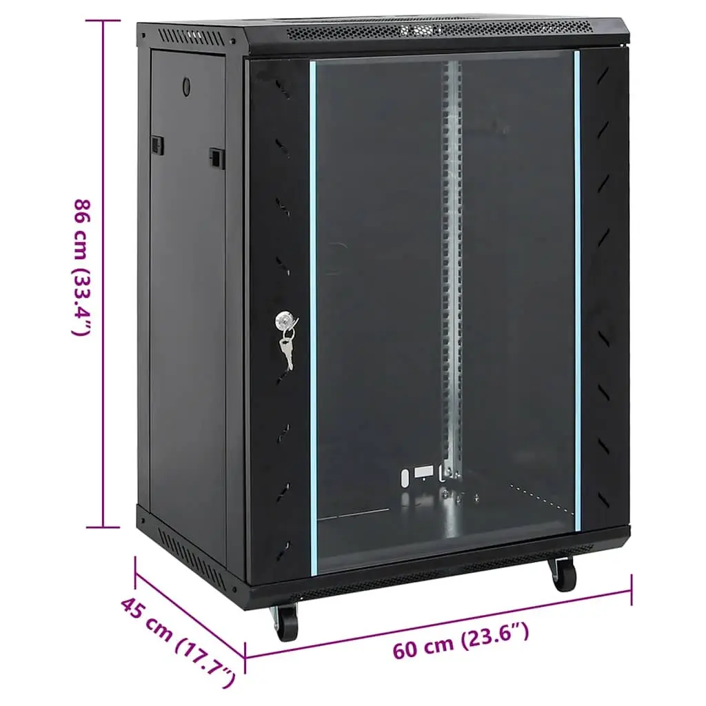 15U Network Cabinet Rack Mount Server Storage Enclosure Black