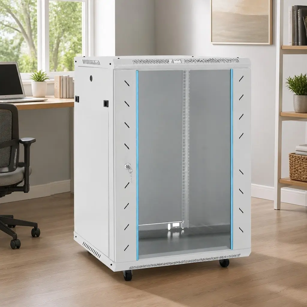 15U Network Cabinet Rack Mount Grey Storage Equipment Enclosure