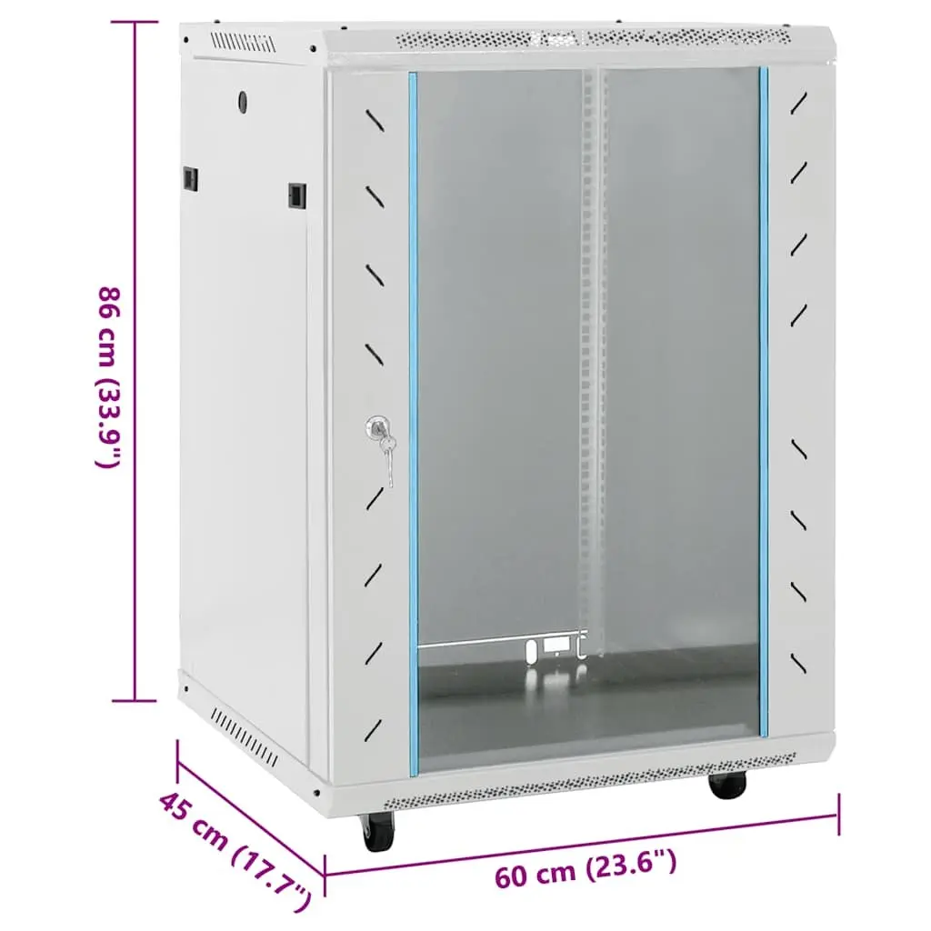 15U Network Cabinet Rack Mount Grey Storage Equipment Enclosure