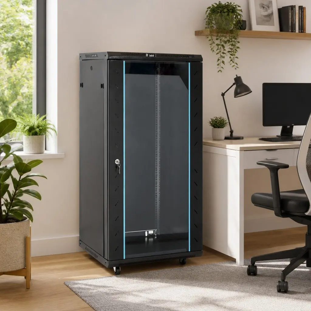 22U Network Cabinet Rack Mount Storage 19 Inch Black