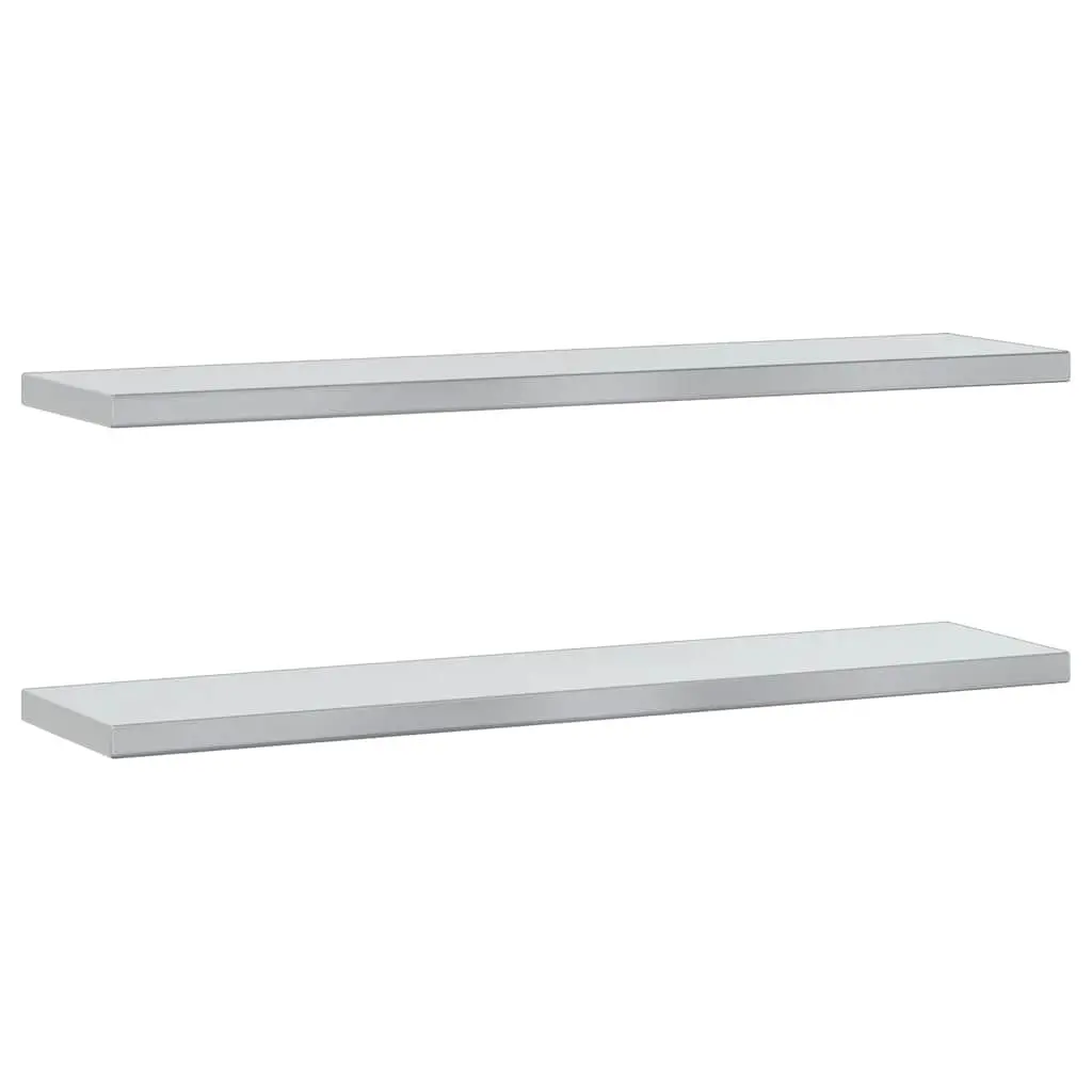 Wall Shelves Storage Display 100x23.5 cm Silver Stainless Steel 2 Piece
