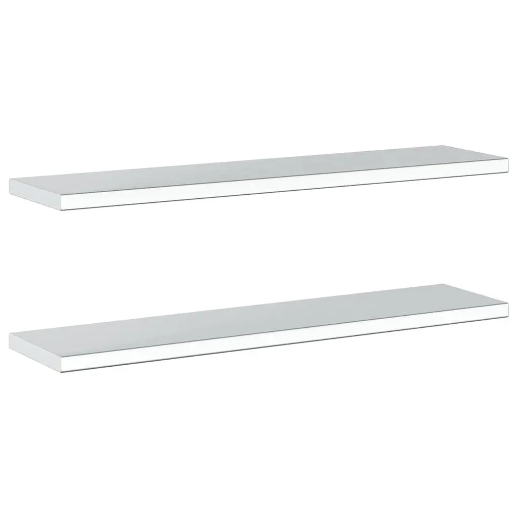 Wall Shelves Storage Display 100x23.5 cm Silver Stainless Steel 2 Piece