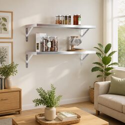 Value-Driven Stainless Steel Wall Shelves 2 pcs 75x30 cm