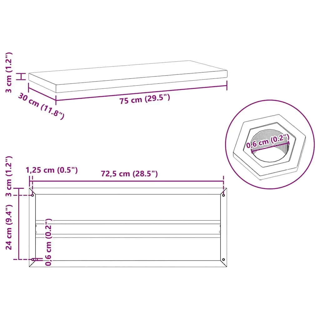 Wall Shelves Storage 75x30 cm Silver Stainless Steel 2 Piece