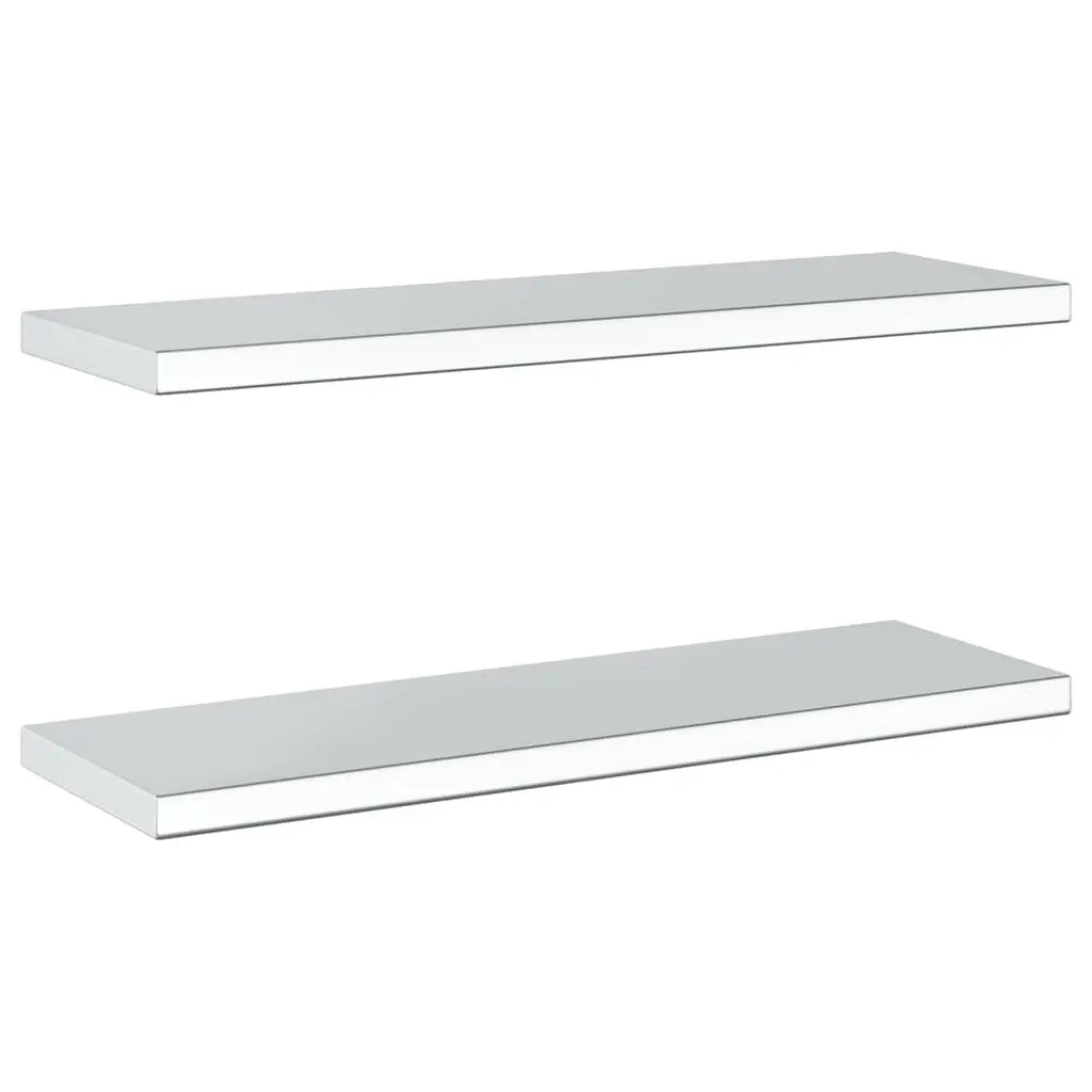 Wall Shelves 2 pcs 75x23.5 cm Silver Floating Shelf Storage Display Rack