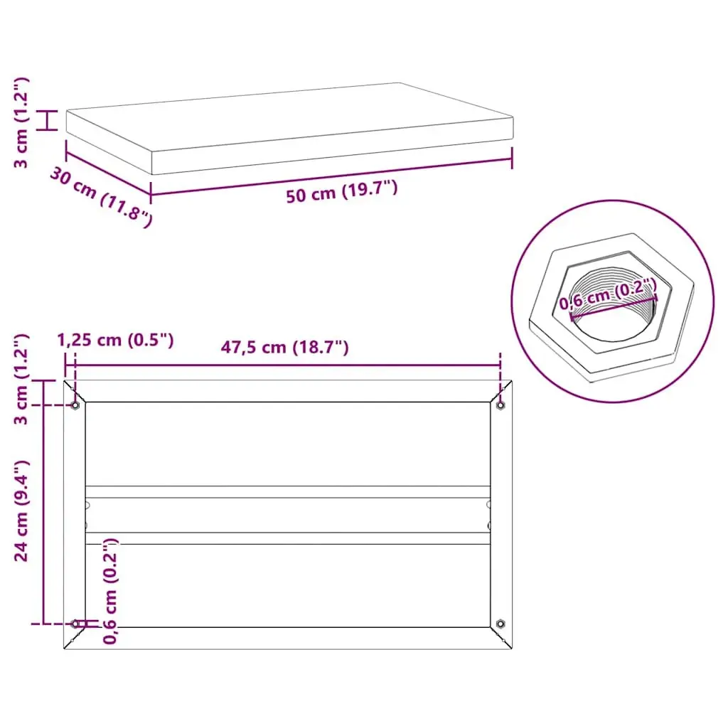 Wall Shelves 2 pcs 50x30 cm Silver Floating Shelf Storage Display Bedroom