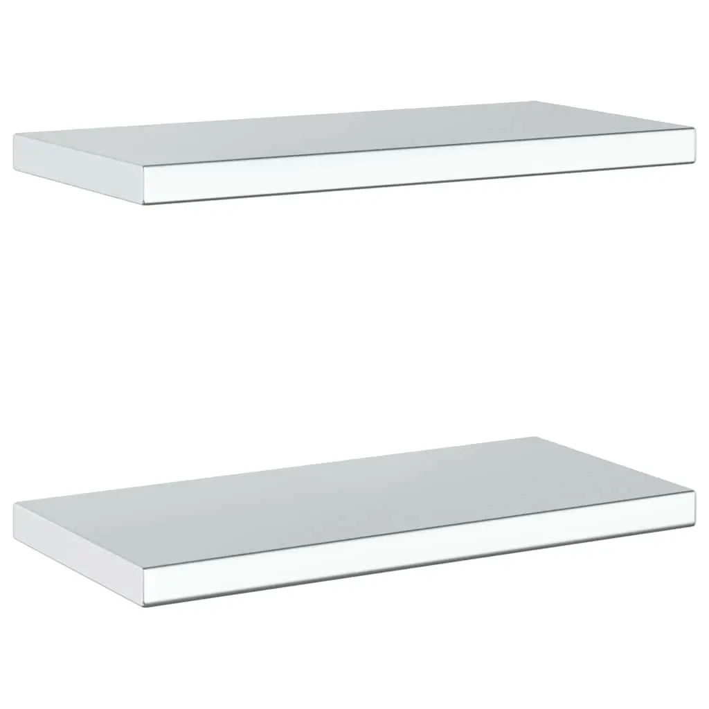 Wall Shelves Floating Storage Display Shelf 50x23.5 cm Silver 2 Piece