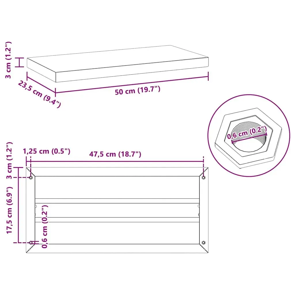 Wall Shelves Floating Storage Display Shelf 50x23.5 cm Silver 2 Piece