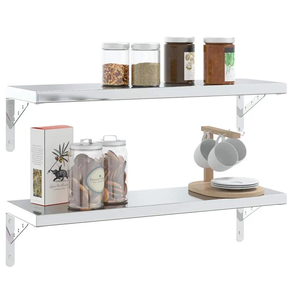 Shelf Brackets Stainless Steel Wall Mount Support 23.5 x 2.5 x 15.5 cm Silver 4 Piece