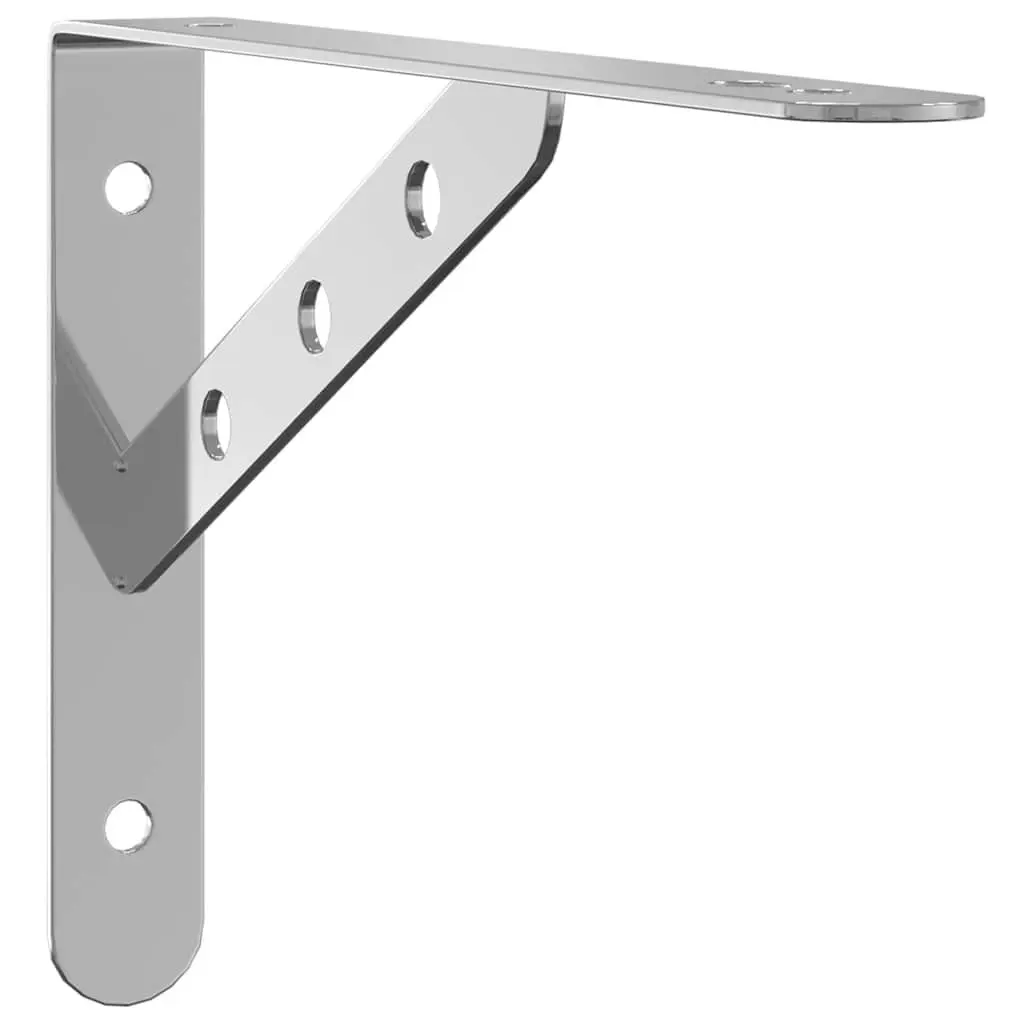 Shelf Brackets Stainless Steel Wall Mount Support 23.5 x 2.5 x 15.5 cm Silver 4 Piece