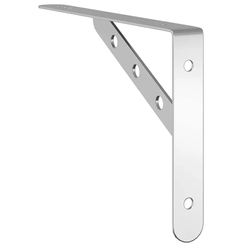 Shelf Brackets Stainless Steel Wall Mount Support 23.5 x 2.5 x 15.5 cm Silver 4 Piece