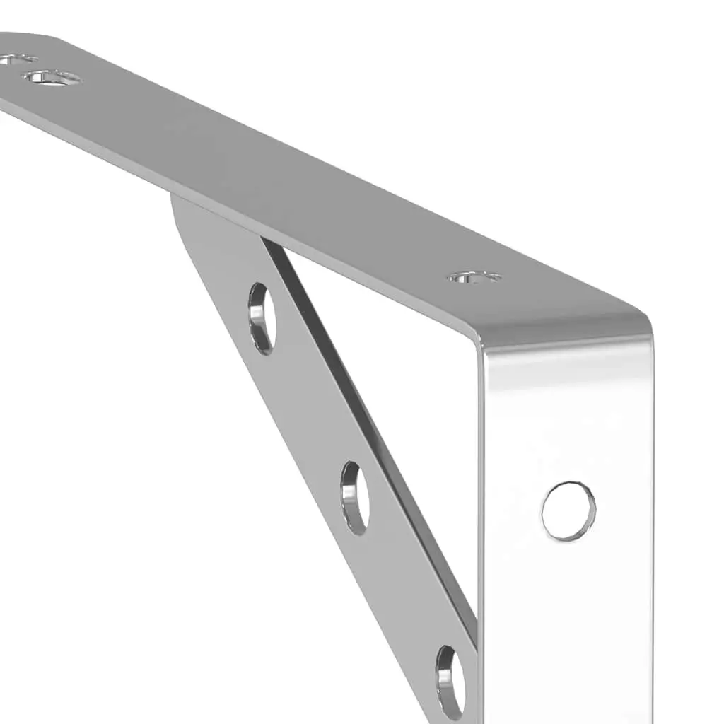 Shelf Brackets Stainless Steel Wall Mount Support 23.5 x 2.5 x 15.5 cm Silver 4 Piece