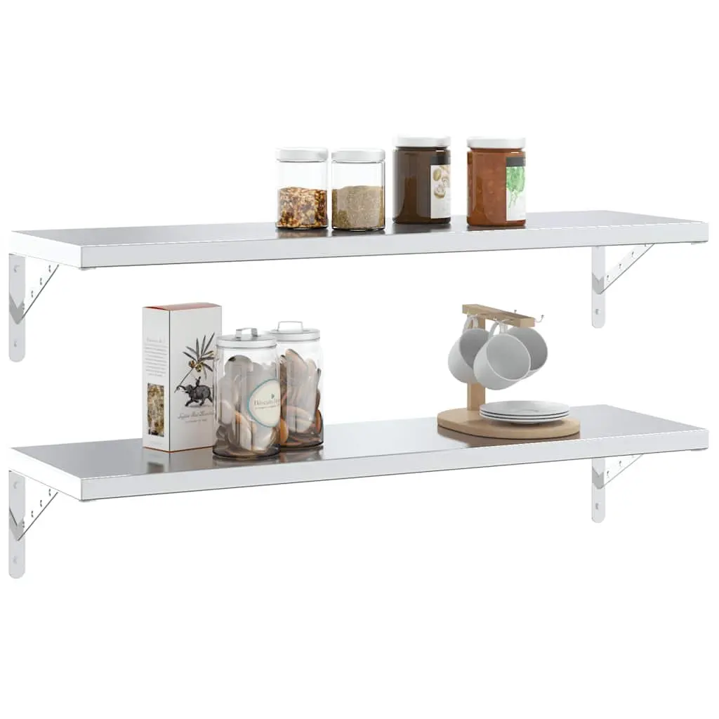 Shelf Brackets Wall Mount Stainless Steel Silver DIY Storage Support 30 x 2.5 x 15.5 cm 4 Pieces