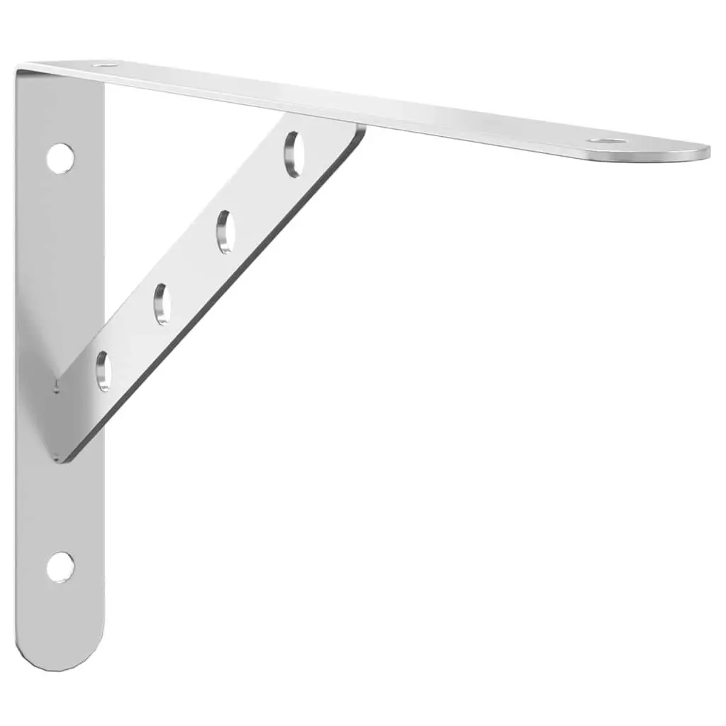 Shelf Brackets Wall Mount Stainless Steel Silver DIY Storage Support 30 x 2.5 x 15.5 cm 4 Pieces