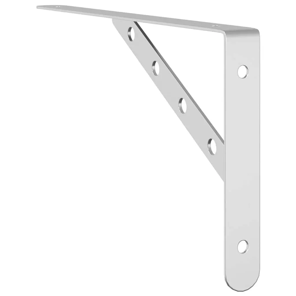 Shelf Brackets Wall Mount Stainless Steel Silver DIY Storage Support 30 x 2.5 x 15.5 cm 4 Pieces