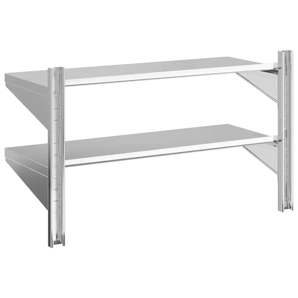 2-Tier Wall Shelf Storage Rack 100x40x60 cm Silver Stainless Steel