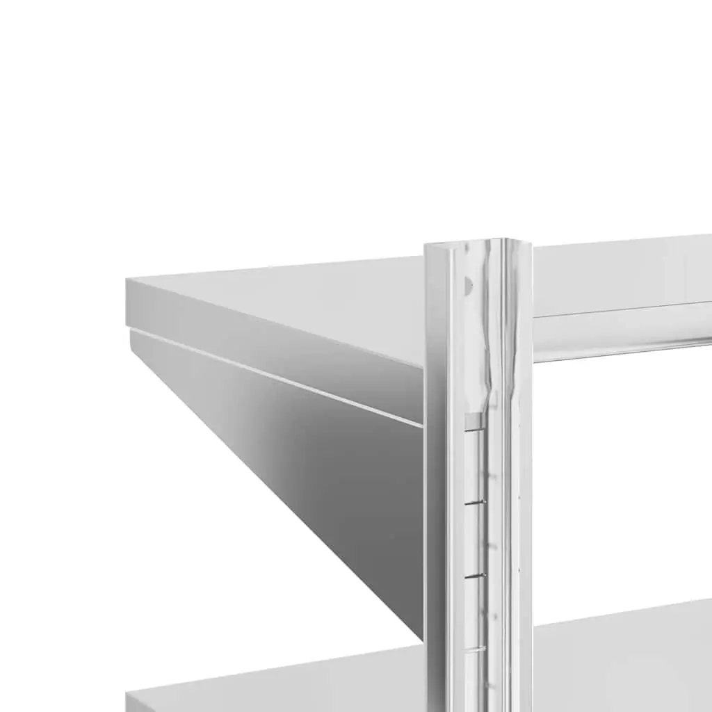 2-Tier Wall Shelf Storage Rack 100x40x60 cm Silver Stainless Steel