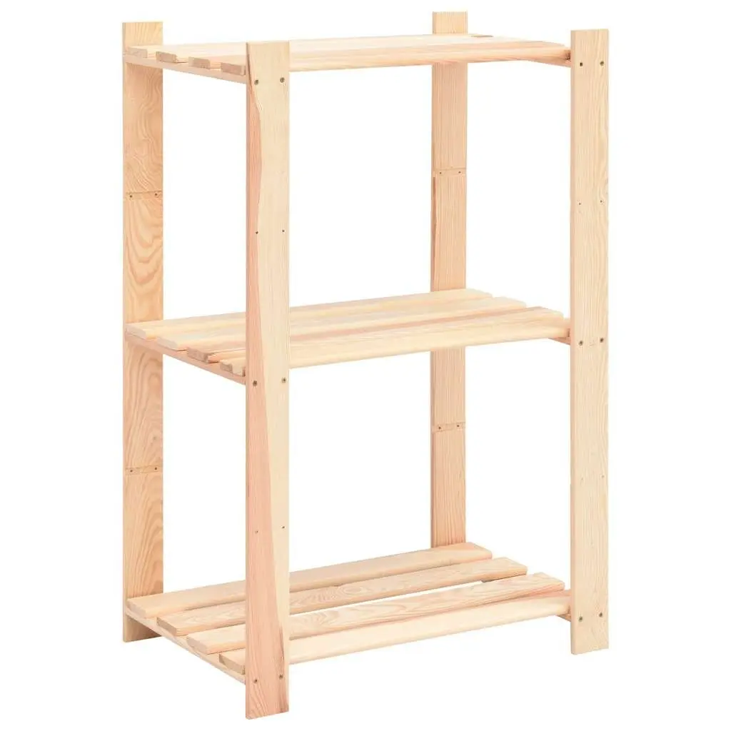 3-Tier Wooden Storage Rack Brown Shelving Unit