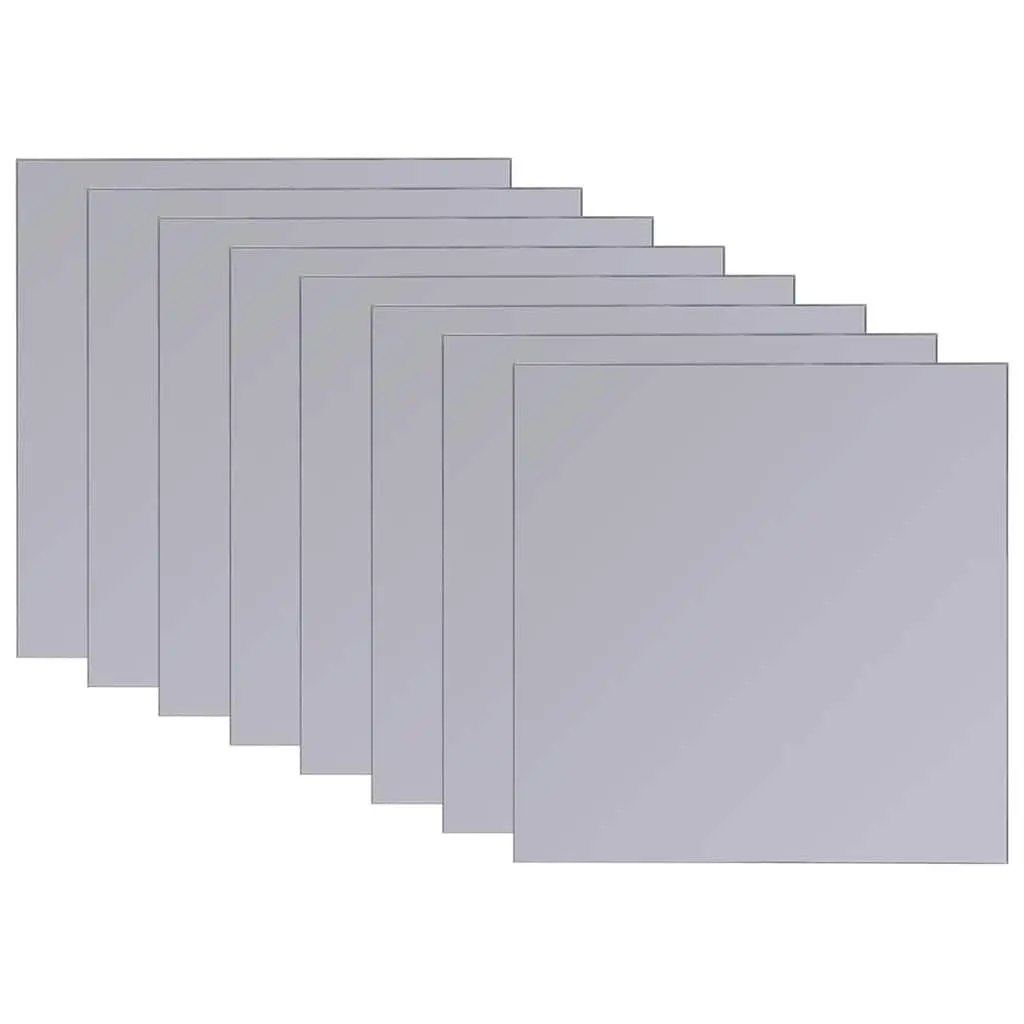 Frameless Mirror Tiles Set 16 pcs 20.5cm Silver Glass Wall Decor Reflective