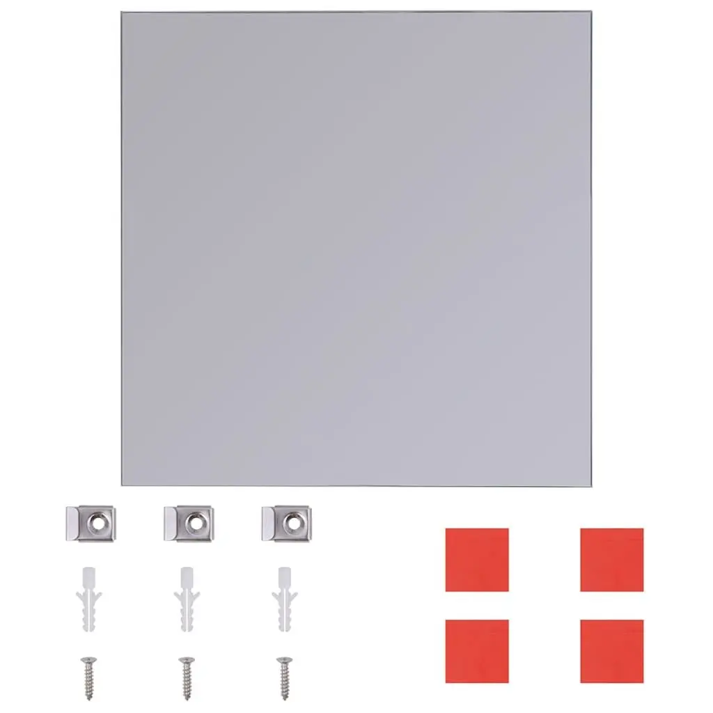 Frameless Mirror Tiles Set 16 pcs 20.5cm Silver Glass Wall Decor Reflective