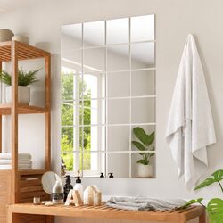 Square Mirror Tiles Set 48 pcs Glass Wall Decor Silver Frameless Reflective