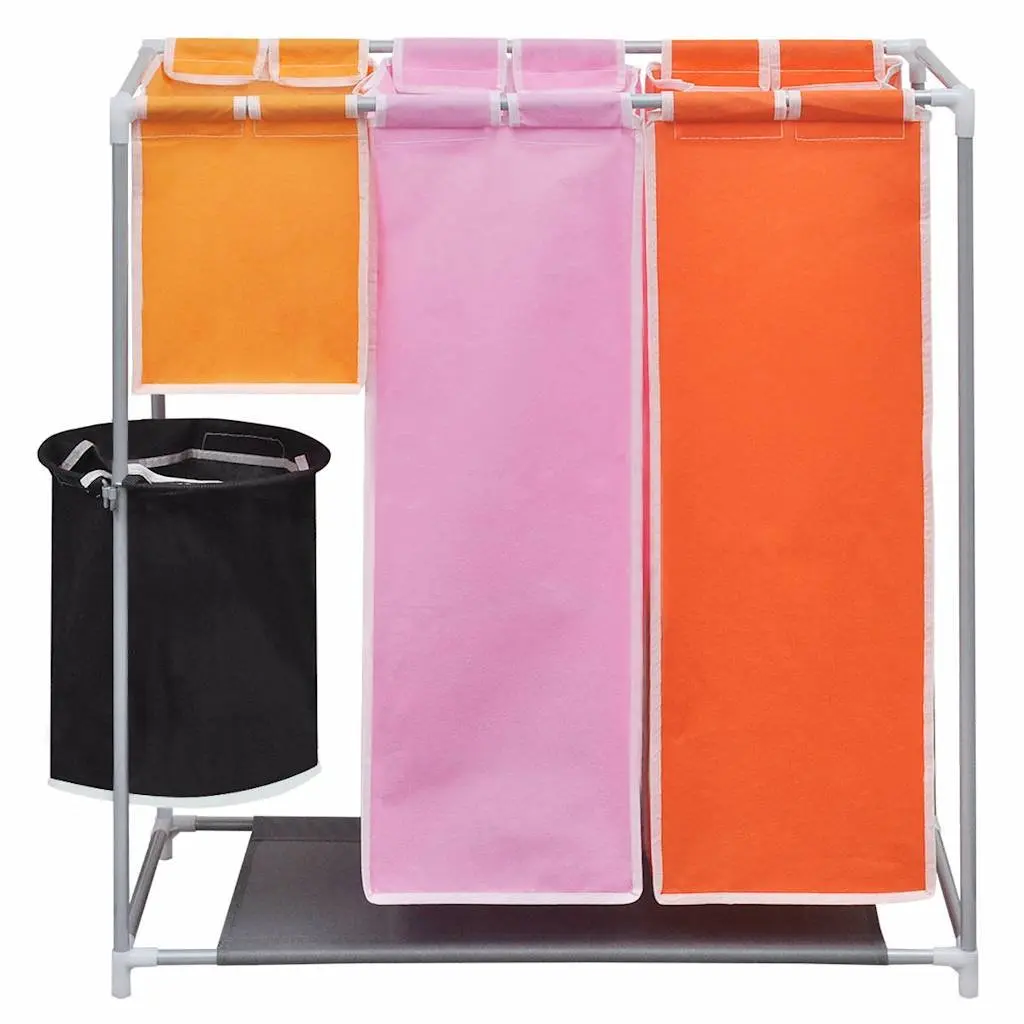 3-Section Laundry Sorter Hamper Organiser with Washing Bin Multicolour 2 Pack