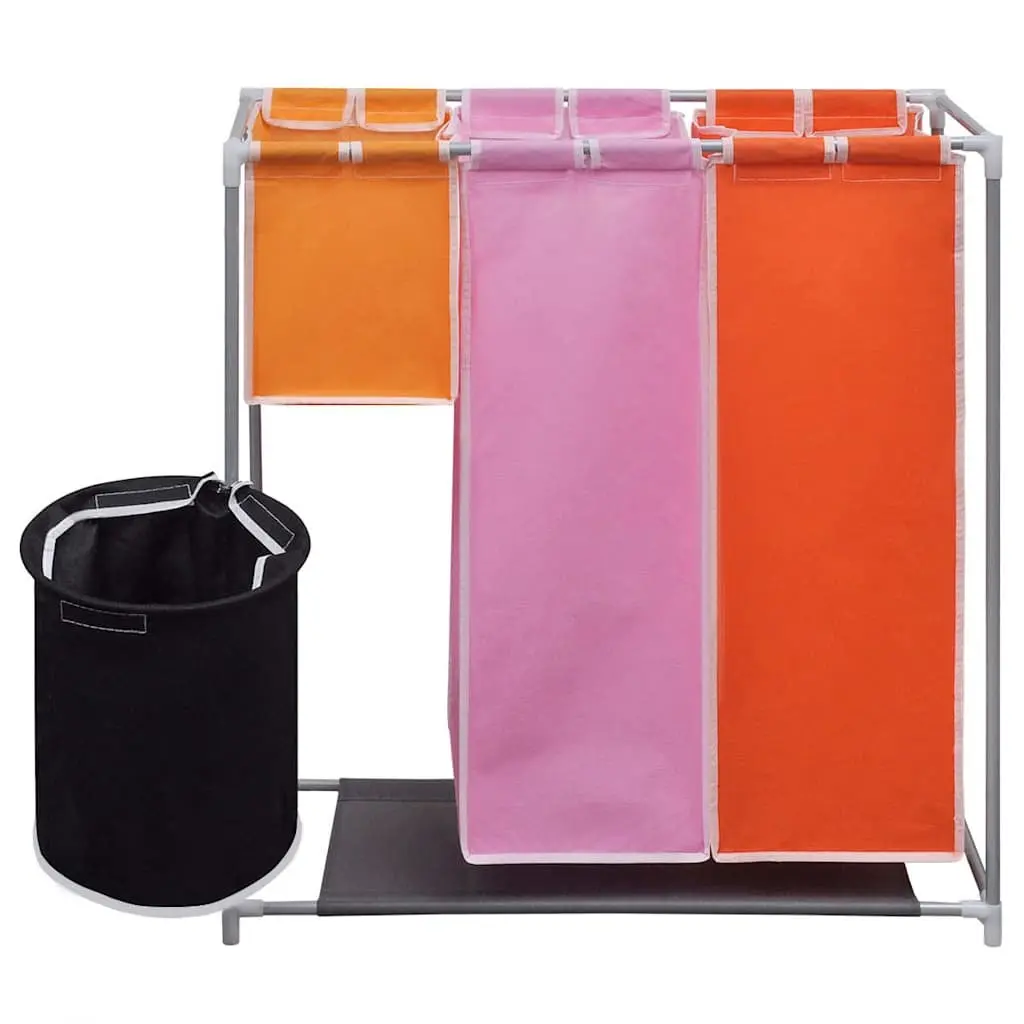 3-Section Laundry Sorter Hamper Organiser with Washing Bin Multicolour 2 Pack