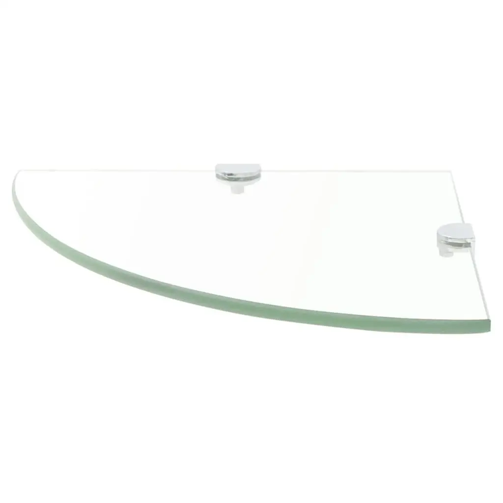Corner Shelves 2pcs Glass Wall Shelf Chrome Supports 25x25cm Bathroom Kitchen
