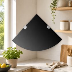Corner Wall Shelves 2 Pieces Black Floating Shelves with Supports Home Storage