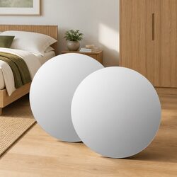 Practical 40 cm Silver Round Mirrors: Set of 2