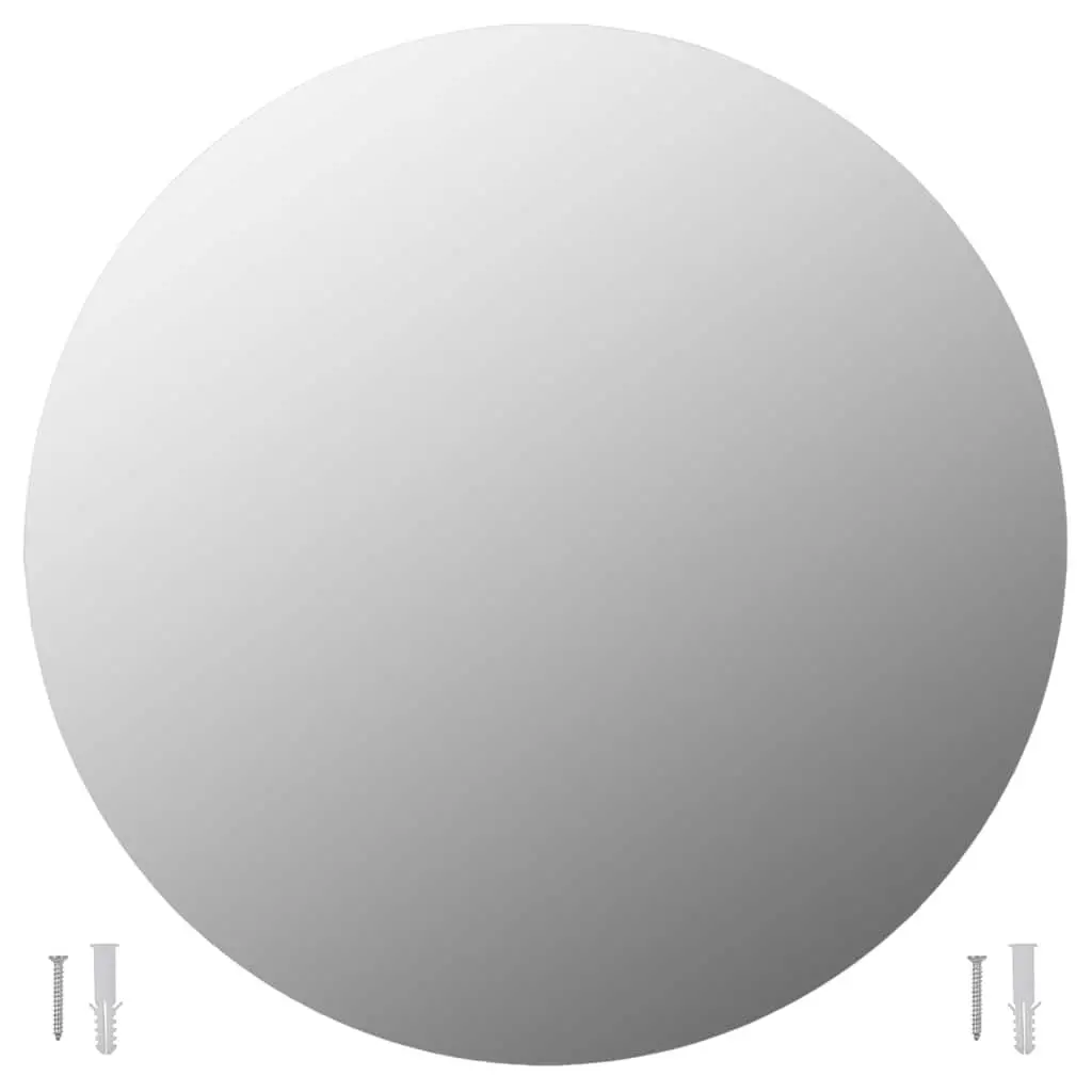 Round Wall Mirror 70 cm Silver Glass Bedroom Living Room Decor 2 Piece