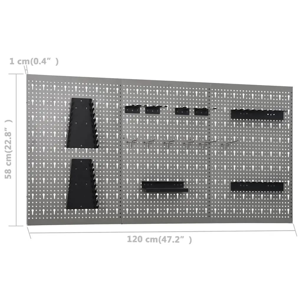 Workbench Tool Storage 1 Piece Grey with 3 Wall Panels