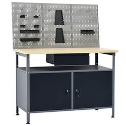 Affordable Black Steel Workbench with Tool Organization