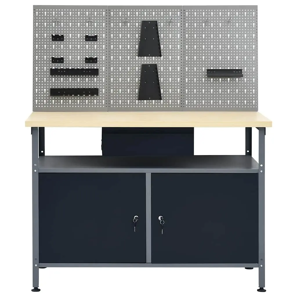 Workbench Tool Organization 120 cm Black Steel with 3 Wall Panels